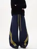 Calça Jogger Wide-Leg com Três Listras Retro Americana para Homens e Mulheres, Nova Marca Tendência Esportiva Casual Solta Pesada