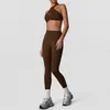 Conjunto de Ropa de Yoga Estilo Europeo y Americano, Alta Elasticidad, Correas Finas con Sensación de Segunda Piel, Hermoso Diseño de Espalda, Levanta Glúteos, Conjunto Deportivo de Dos Piezas de Cintura Alta para Mujer, Retorno Rápido