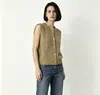 Colete Tricotado Empilhado Simples de Botão Único com Gola Redonda para Emagrecer, Novo Estilo Transfronteiriço, Colete Feminino Liso Sem Mangas Solto