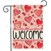 Bandera de Jardín Roja de Corazón y Rosa para el Día de San Valentín Transfronteriza Decoración Exterior de Lino Doble Cara