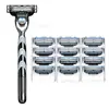Aparelho de Barbear Manual Transfronteiriço para Homens com Lâminas de Três Camadas, Aparelho de Barbear Manual Tradicional com Cabeça de 3 Lâminas, Compatível com Mach3