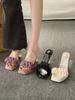 Pantuflas de Plataforma Impermeables para Exterior de Mujer 2025 Primavera Nuevo Exterior Moda Cristal Tacones Altos Pantuflas Estilo Hada