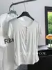 Camiseta de Manga Curta Lyocell Seda Verão 2026 Feminina Simples Casual Fina com Cintura Marcada Afinando Top Tendência