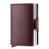 Fabricante Caixa de Cartão de Alumínio de Camada Dupla Porta-Cartões Masculino Resistente ao Desgaste PU Porta-Cartões Pop-Up Automático Carteira com Padrão Fibra de Carbono Personalização