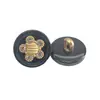 Botão Plástico Estilo Chanel Par Duplo com Flor de Diamante Redondo Preto com Diamante Costurado à Mão Redondo Grande Botão para Jaqueta