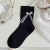Calcetines Estilo Bailarina Miu para Mujer Medianos Encaje Lazo Delgados Calcetines Jk Transpirables Blancos Calcetines Apilados