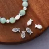 Cuentas espaciadoras de plata pura s925 de doble cara con forma de pez, cuentas de plata con forma de pez koi, materiales para accesorios de joyería de plata para ensartar y hacer manualidades
