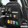 Bolsa de almacenamiento linda de dibujos animados para respaldo de asiento, organizador multifuncional para asiento de coche, protector anti-suciedad para asiento trasero, protector anti-patadas, cuero