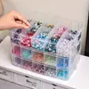 Brinquedo de Enfiar Contas Multicamadas Portátil para Crianças DIY Caixa de Armazenamento Artesanal Caixa de Decoração com Contas Soltas de Plástico Transparente com Tampa
