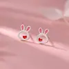 Aretes de Goteo de Aceite Año del Conejo para Mujer, Aretes de Lujo Ligero Nicho Año del Zodiaco Conejo, Nuevo Estilo 2025, Aretes Únicos de Otoño e Invierno