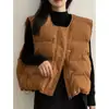 Chaleco Corto de Algodón para Mujer, Nuevo Estilo Invierno 2026, Cálido Casual Grueso Retro Chaleco Chaqueta de Algodón