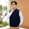 Novo colete de tricô quente de cashmere 100% puro, casual, com zíper e gola alta, moda outono e inverno para homens