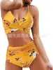 Bikini de Dos Piezas para Mujer de Estilo Europeo y Americano, Multicolor, Empacado Rígido, Push-Up, de Cintura Alta, que Favorece la Figura, para la Playa, Más Vendido en Aliexpress Amazon