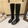 Botas Longas Brancas Simples de Couro Macio Femininas 2026 Outono/Inverno Novas Planas Bico Redondo Pé Largo Botas de Cavaleiro Botas Dobradas