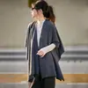 Estilo Nuevo de Otoño 100% Lana Pura Chal Prendas Exteriores para Mujer Patrón Suelto Cardigan de Punto Blusa Capa Bufanda