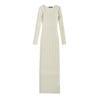 Meninas quentes Slim-Fit grande gola redonda padrão compacto manga comprida vestido de malha outono novo apertado sexy elegante saia de quadril