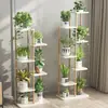Suporte de Flores de Madeira Maciça e Ferro Layout de Sala de Estar Escada de Chão Multicamadas Rack de Armazenamento para Suculentas Varanda Suporte para Vasos de Flores