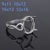 Anillo con baño de plata 925, Tamaño de la piedra 9X11 10X12 10X13 12X16 mm, Estilo simple Forma de corazón