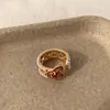 Nuevo Anillo Ruyi de Esmalte de Goteo de Aceite Estilo Chino Calado con Perla para Mujer, Anillo de Perla de Alta Gama, Anillo de Dedo Índice de Lujo Ligero