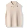 Nuevo Chaleco de Punto sin Mangas con Solapa de Lana Pura para Mujer Otoño e Invierno 2026, Chaleco Superior de Punto sin Mangas de Color Sólido para Superponer