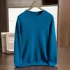 Suéter de Cashmere Espesso de Dupla Camada para Homens, Gola Redonda Pulôver, Tricô de Cor Sólida, Suéter Camada Base, Cashmere Amigo da Pele