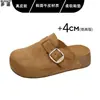 Sandálias Birkenstock slip-on de couro genuíno ultrassuaves com sola grossa para mulheres, tamancos de bico fechado sem salto, sapatos casuais, sapatos únicos