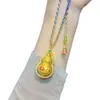 Novo Estilo Chinês Corrente de Suéter Tecida com Corda Colorida Gourd Ruyi Rotativo Esmalte Dourado Areia Vento Maré Nacional Feminino Paz e Alegria Estilo Nacional