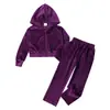 Conjunto Deportivo de Dos Piezas con Sudadera con Capucha de Terciopelo Estilosa para Otoño e Invierno para Niñas Tallas Mediana y Grande + Pantalones Deportivos Agente Mayorista