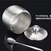 Pote de pimenta modelo novo 304, pote de tempero doméstico de aço inoxidável, tigela de óleo de pimenta comercial com tampa, fábrica Amazon