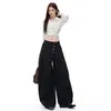Pantalones de Traje Casual de Pierna Ancha de Alta Gama Naranja Joven con Botón Negro para Mujer, Holgados, Adelgazantes, con Caída, Versátiles, de Longitud al Suelo, Estilo Plátano