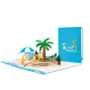 Tarjeta de felicitación tridimensional hecha a mano para viajes de jubilación universal creativa, Tarjeta de regalo de vacaciones de verano en la playa, Regalo universal de cumpleaños