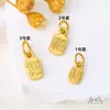 Colgante pequeño de oro de 18 quilates que conserva el color, carácter 'Cai', vaina de loto Fu, lazo, colgante de circón, pulsera DIY, cordón de mano, abalorios hechos a mano
