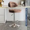 Banqueta de bar de luxo para uso doméstico, altura ajustável, giratória, com encosto de almofada macia, adequada para balcão de recepção, caixa, banqueta alta, cadeira para mesa de ilha