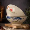 Louça de Cerâmica de Alto Acabamento com Cor Sob Esmalte Estilo Japonês - Tigela para Sopa, Tigela para Macarrão Instantâneo, Tigela Cônica, Tigela para Ramen, Tigela Doméstica, Tigela Grande para Dormitório