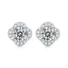 Pendientes de Trébol de Cuatro Hojas Más Vendidos en Xiaohongshu y Douyin, Plata de Ley S925 Incrustada con Moissanita, Pendientes de Moda y Versátiles al por Mayor