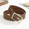 Cinturón de Ante Transfronterizo para Mujer, Accesorio de Moda de Alta Gama, Combinado con Falda de Mezclilla, Hebilla Cuadrada de Pin, Cinturón de Color Vintage