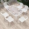 Mesas e Cadeiras de Exterior para Pátio e Varanda, Mobiliário de Lazer Branco para Exterior, Mesa de Centro Dobrável à Prova d'Água e Resistente ao Sol para Refeições ao Ar Livre