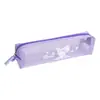 Estojo Sanrio coolomi quadrado de malha grande capacidade transparente para lápis bolsa de papelaria para estudante bolsa de informações para armazenamento