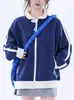 Outono 2025 Nova Jaqueta Moletom Estilo Americano Preguiçoso Cor Contrastante Retrô Esportiva Casual Gola Alta Moletom Casual e Versátil