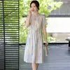 Elegante Vestido de Verão 2026 para Mães, Novo Vestido Feminino de Manga Curta para Meia-Idade e Idosos, Estilo Casual de Verão com Decote V e Laço