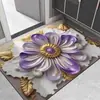 Tapete de Chão Absorvente Secagem Rápida para Banheiro com Florais em Relevo, Suave de Terra de Diatomáceas, Antiderrapante para Entrada do Banheiro
