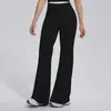 Calça de Yoga Color Block Transfronteiriça com Toque Nude Calça Larga Solta Falsa de Duas Peças Cintura Alta Casual Micro Flare Esportiva Fitness Longa