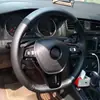 Funda cosida a mano para volante de fibra de carbono Sagitar Magotan Lavida Passat Jetta Santana Tiguan Touang Golf