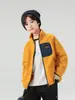 Valle del Viento 2026 Otoño Nueva Chaqueta de Forro Polar con Cuello Alto Estilo Coreano de Moda para Niños con Forro Interior Cálido