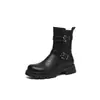 Botas de cavaleiro estilo coreano com sola grossa e salto grosso de 4,5 cm, novo modelo de inverno para mulheres, forradas com fleece, emagrecem, confortáveis e não cansam os pés, botas Martin