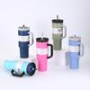 Vaso para Coche Nuevo Estilo Americano de 40oz con Asa, Vaso Aislado de Acero Inoxidable 304, Enfriador para Coche con Popote, Vaso para Hielo