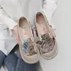 Zapatos de Tela del Viejo Pekín para Mujer Primavera Nuevo Estilo Étnico Casual Zapatos de Pescador Suela Suave Antideslizantes Sin Cordones Cómodos Zapatos para Mamá
