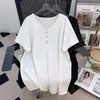 Camiseta Feminina Manga Curta Gola V Estilo Novo Tamanho Grande Emagrecedora Solta Comprimento Médio 7180
