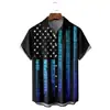 Camisas Nuevas de Venta Caliente para Hombres Transfronterizas, Camisas Casuales de Manga Corta con Cuello Lapel de Talla Grande Europeas y Americanas Estampadas en 3D