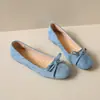 Zapatos de mujer talla grande 35-44 43 nuevos zapatos con lazo mujer 42 estilo coreano punta cuadrada boca baja planos zapatos de tela de guisante 41